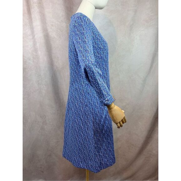 Vintage 1960s Patterned Polyester Dress Mod MCM Medium Large - Picture 5 of 8